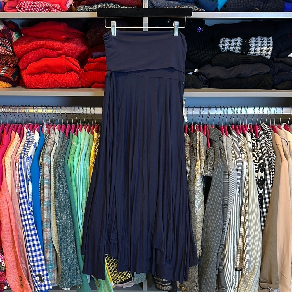 I-N-C International Concepts navy convertible maxi skirt size S NWT